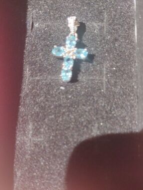 Blue Topaz Cross Pendant Necklace
